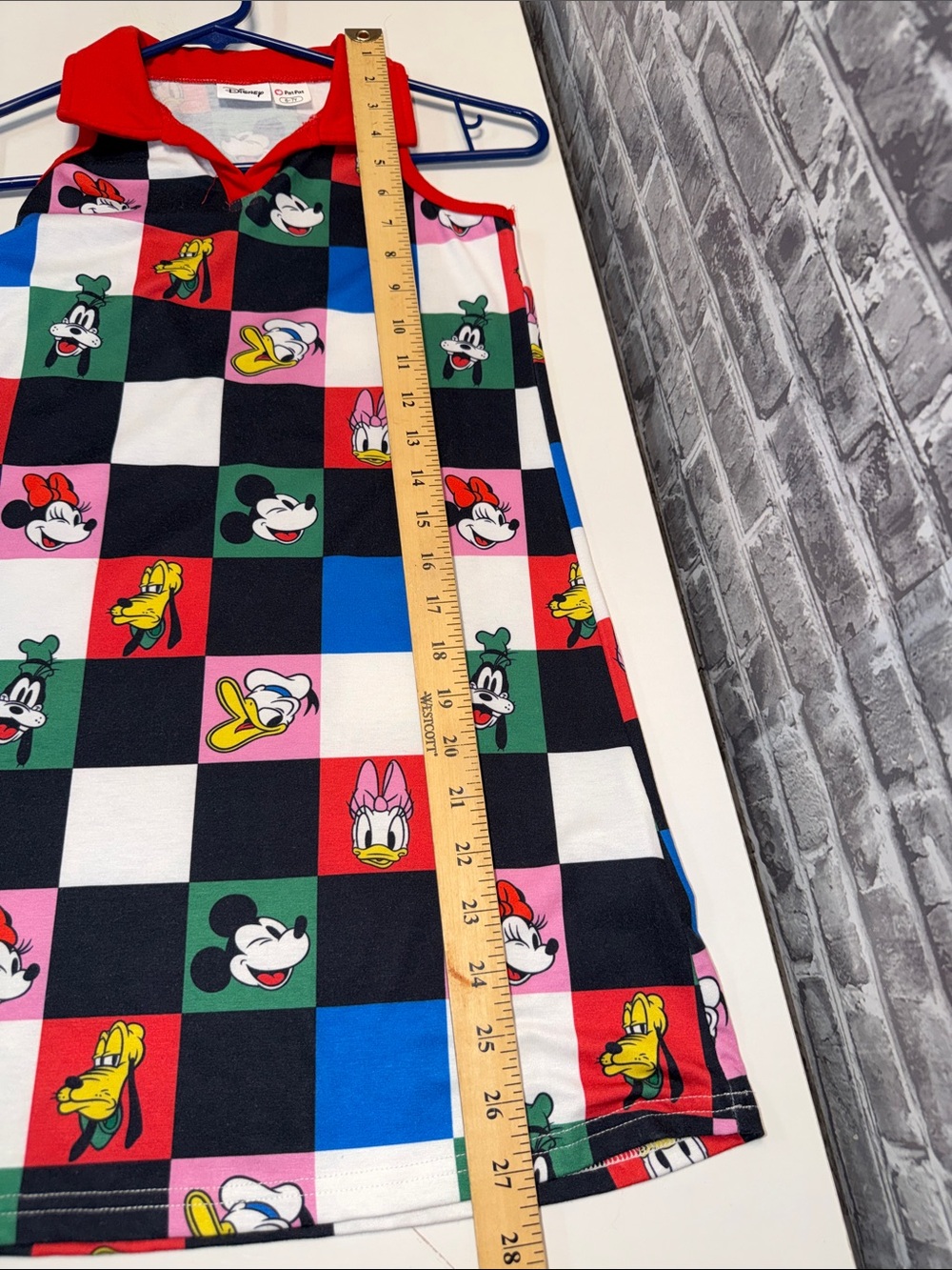 Disney Red Collar Checkerboard Character Dress with Multi-Colored Squares - Picture 8 of 9
